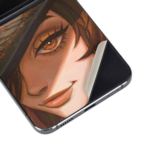 Halloween Pumpkin Witch with Fox by Ivy Dolamore Galaxy Z Flip5 5G Skin