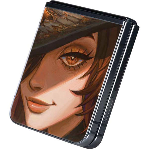 Halloween Pumpkin Witch with Fox by Ivy Dolamore Galaxy Z Flip5 5G Skin