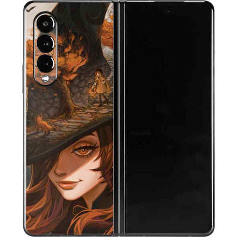 Halloween Pumpkin Witch with Fox by Ivy Dolamore Galaxy Z Fold3 5G Skin