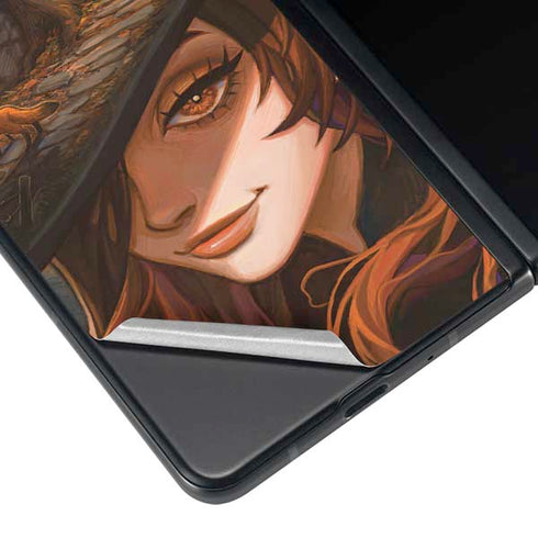 Halloween Pumpkin Witch with Fox by Ivy Dolamore Galaxy Z Fold3 5G Skin
