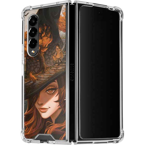 Halloween Pumpkin Witch with Fox by Ivy Dolamore Galaxy Z Fold4 5G Clear Case