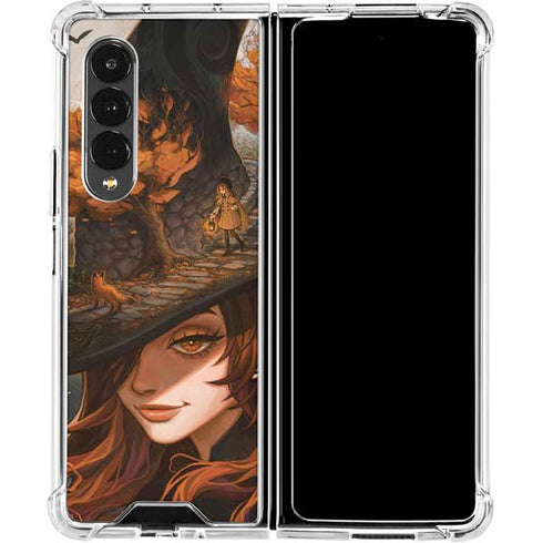 Halloween Pumpkin Witch with Fox by Ivy Dolamore Galaxy Z Fold4 5G Clear Case