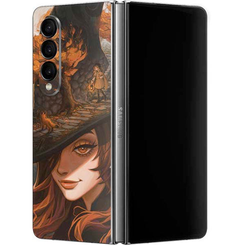 Halloween Pumpkin Witch with Fox by Ivy Dolamore Galaxy Z Fold4 5G Skin