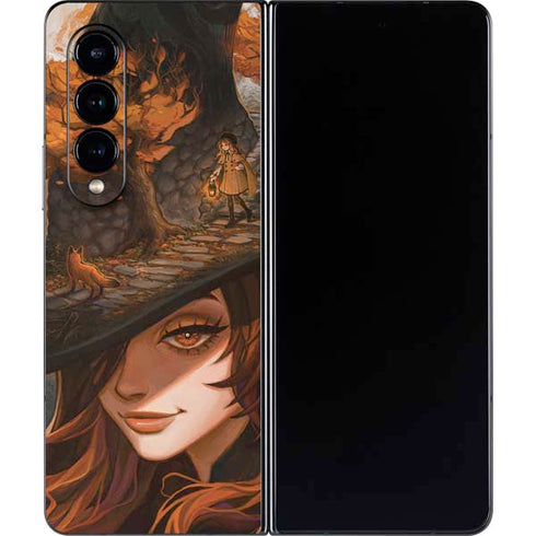 Halloween Pumpkin Witch with Fox by Ivy Dolamore Galaxy Z Fold4 5G Skin