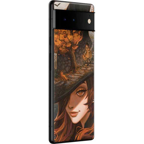 Halloween Pumpkin Witch with Fox by Ivy Dolamore Google Pixel 6 Skin