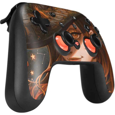 Halloween Pumpkin Witch with Fox by Ivy Dolamore Google Stadia Controller Skin