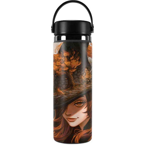 Halloween Pumpkin Witch with Fox by Ivy Dolamore Hydro Flask 20oz Wide Mouth Skin