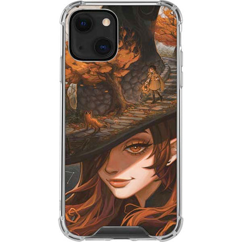 Halloween Pumpkin Witch with Fox by Ivy Dolamore iPhone 13 Mini Clear Case
