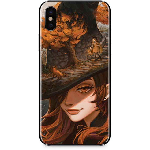 Halloween Pumpkin Witch with Fox by Ivy Dolamore iPhone X Skin