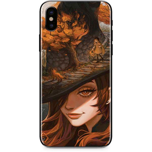 Halloween Pumpkin Witch with Fox by Ivy Dolamore iPhone XS Skin