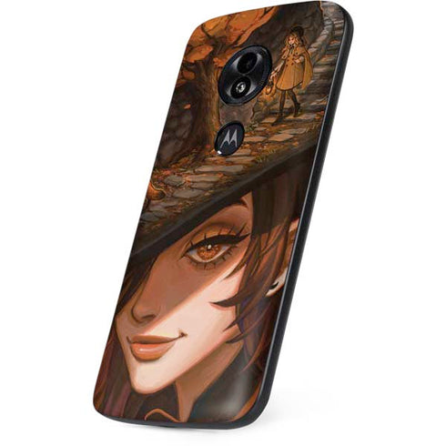 Halloween Pumpkin Witch with Fox by Ivy Dolamore Moto E5 Play Skin