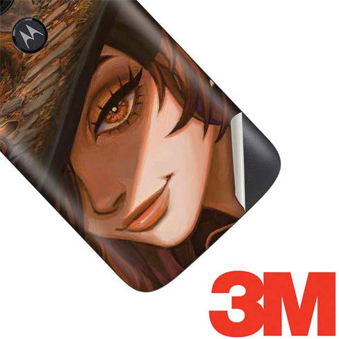 Halloween Pumpkin Witch with Fox by Ivy Dolamore Moto E5 Play Skin