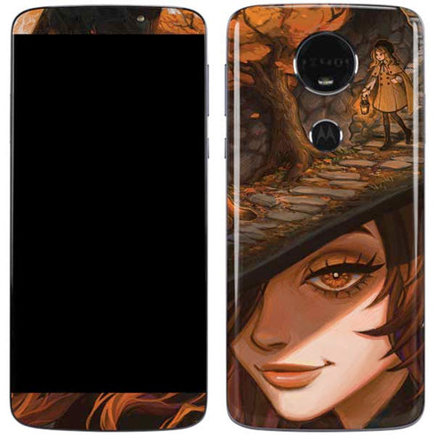 Halloween Pumpkin Witch with Fox by Ivy Dolamore Moto E5 Plus Skin