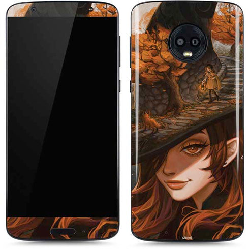 Halloween Pumpkin Witch with Fox by Ivy Dolamore Moto G6 Skin