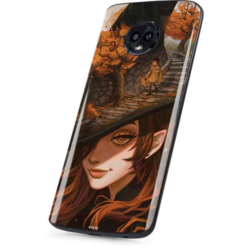 Halloween Pumpkin Witch with Fox by Ivy Dolamore Moto G6 Skin