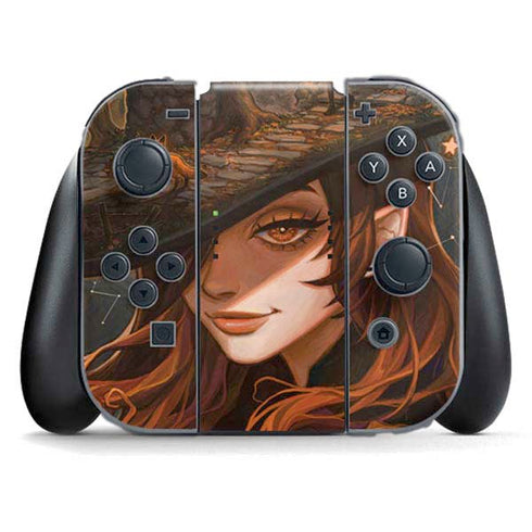 Halloween Pumpkin Witch with Fox by Ivy Dolamore Nintendo Switch (2017-2021) Joy-Con Controller Skin