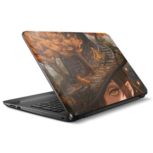 Halloween Pumpkin Witch with Fox by Ivy Dolamore HP Notebook Skin