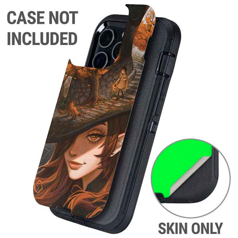 Halloween Pumpkin Witch with Fox by Ivy Dolamore Otterbox Defender iPhone Skin
