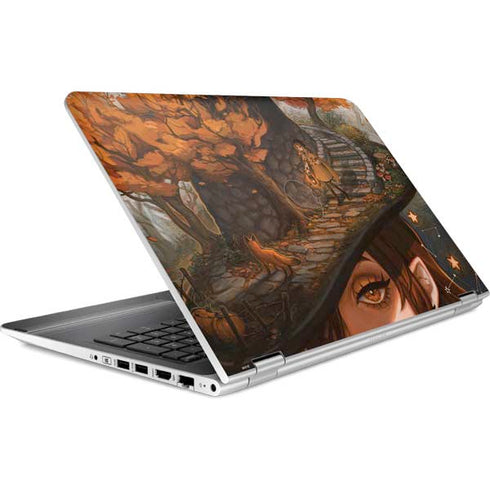 Halloween Pumpkin Witch with Fox by Ivy Dolamore HP Pavilion Skin