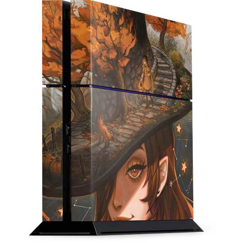 Halloween Pumpkin Witch with Fox by Ivy Dolamore PS4 Console Skin