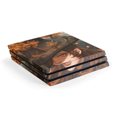 Halloween Pumpkin Witch with Fox by Ivy Dolamore PS4 Pro Console Skin