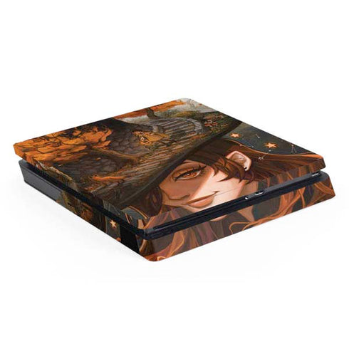 Halloween Pumpkin Witch with Fox by Ivy Dolamore PS4 Slim Skin