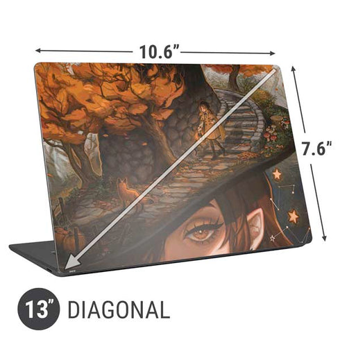 Halloween Pumpkin Witch with Fox by Ivy Dolamore Universal Laptop 13in (10.6 x 7.6in) Skin