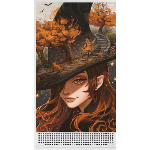 Halloween Pumpkin Witch with Fox by Ivy Dolamore Xbox Series S Console Skin