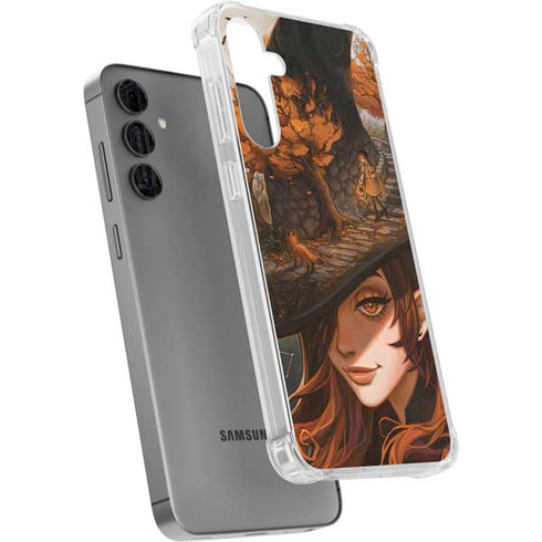 Halloween Pumpkin Witch with Fox by Ivy Dolamore Galaxy S24 Plus Clear Case