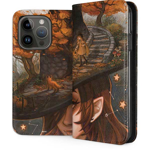 Halloween Pumpkin Witch with Fox by Ivy Dolamore iPhone 15 Pro Folio Case