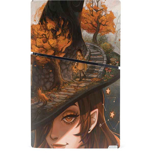 Halloween Pumpkin Witch with Fox by Ivy Dolamore PS5 Slim Digital Edition Console Skin