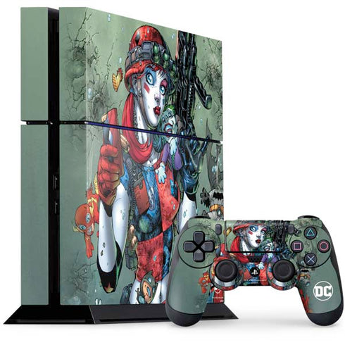 DC Comics Harley Quinn Little Black Book Cover#47 New 52 Art by Jim Lee PS4 Console and Controller Bundle Skin