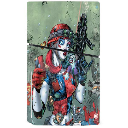 DC Comics Harley Quinn Little Black Book Cover#47 New 52 Art by Jim Lee PS5 Slim Disk Console Skin