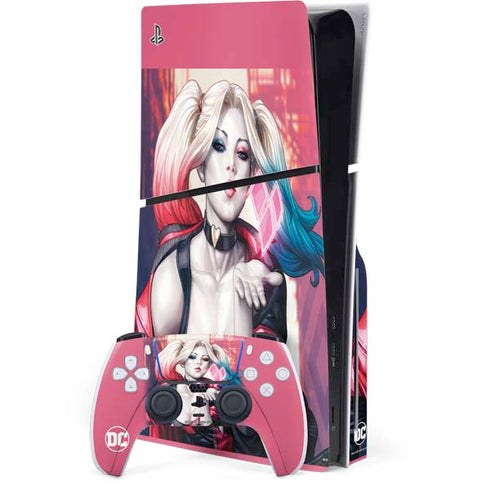 DC Comics Harley Quinn Rebirth Cover #1 Legacy Color Variant Art by Art Germ PS5 Slim Disk Bundle Skin