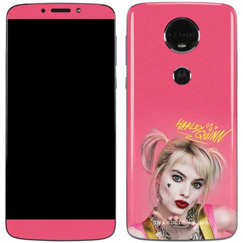 DC Comics Harley Quinn Movie Character Poster Moto E5 Plus Skin