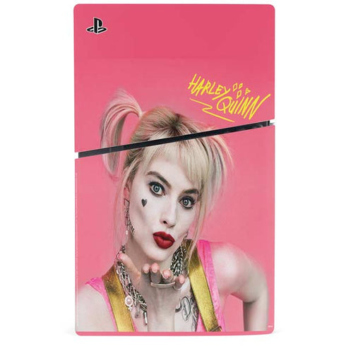 DC Comics Harley Quinn Blowing Kisses PS5 Slim Disk Console Skin