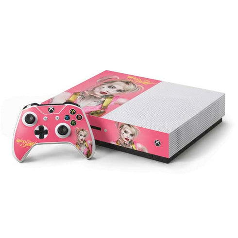 DC Comics Harley Quinn Movie Character Poster Xbox One S Console and Controller Bundle Skin