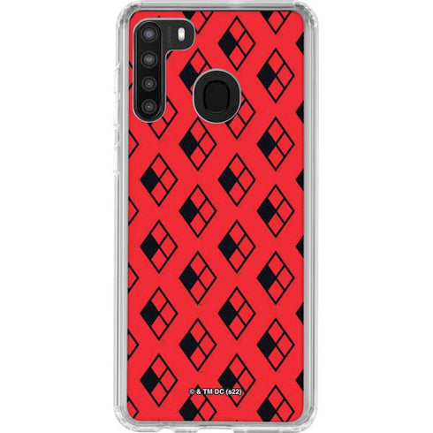 DC Comics Harley Quinn Logo Pattern Galaxy A21 Clear Case