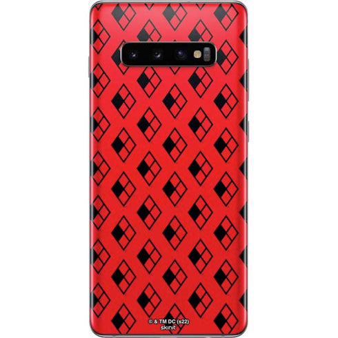 DC Comics Harley Quinn Logo Pattern Galaxy S10 Plus Skin