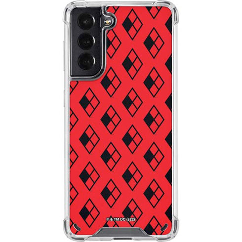 DC Comics Harley Quinn Logo Pattern Galaxy S21 5G Clear Case
