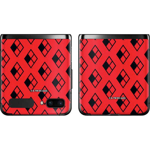 DC Comics Harley Quinn Logo Pattern Galaxy Z Flip Skin