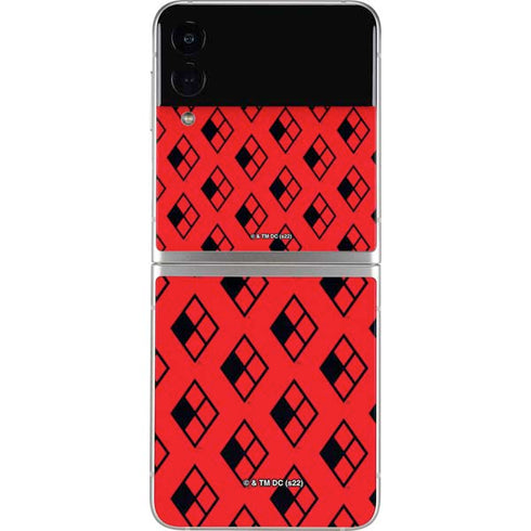 DC Comics Harley Quinn Logo Pattern Galaxy Z Flip4 5G Skin