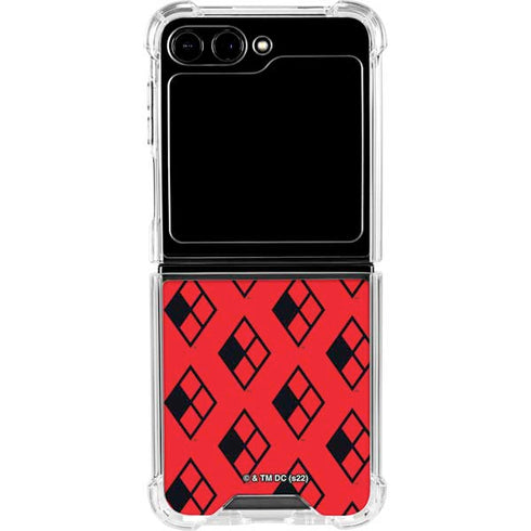 DC Comics Harley Quinn Logo Pattern Galaxy Z Flip5 5G Clear Case