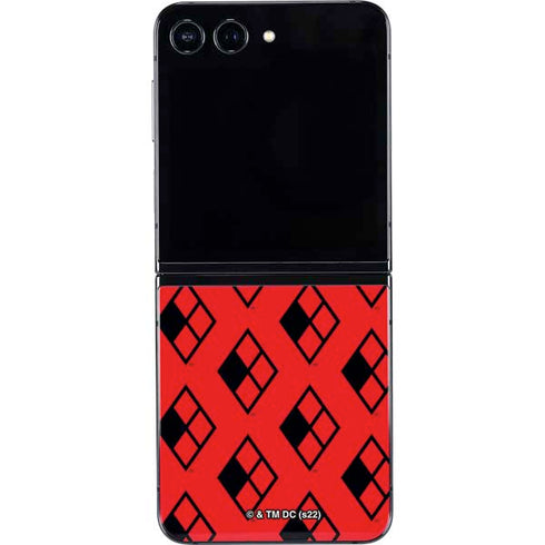 DC Comics Harley Quinn Logo Pattern Galaxy Z Flip5 5G Skin
