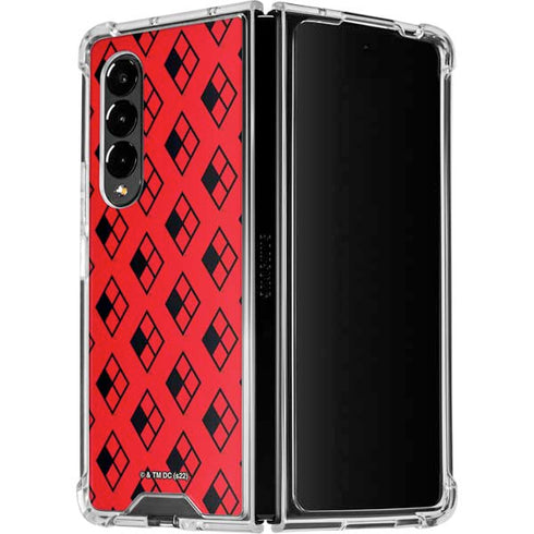 DC Comics Harley Quinn Logo Pattern Galaxy Z Fold4 5G Clear Case