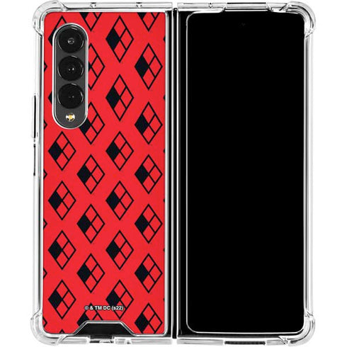 DC Comics Harley Quinn Logo Pattern Galaxy Z Fold4 5G Clear Case
