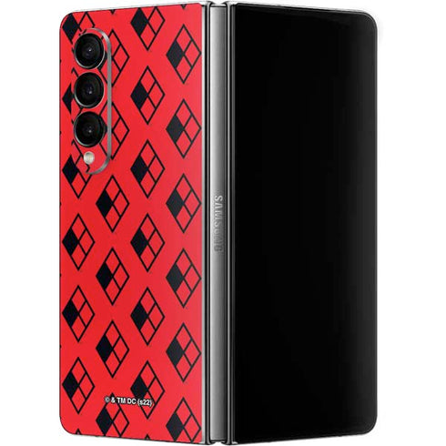 DC Comics Harley Quinn Logo Pattern Galaxy Z Fold4 5G Skin