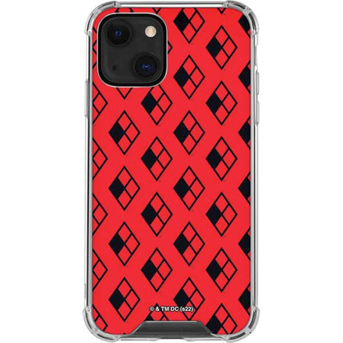 DC Comics Harley Quinn Logo Pattern iPhone 14 Clear Case