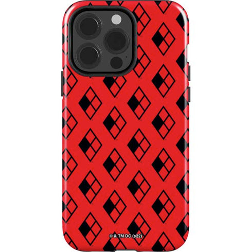 DC Comics Harley Quinn Logo Pattern iPhone 15 Pro Impact Case