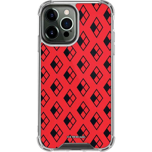 DC Comics Harley Quinn Logo Pattern iPhone 14 Pro Max Clear Case